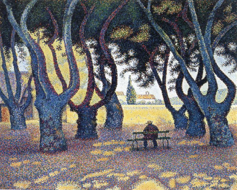 Paul Signac plane trees place des lices oil painting picture